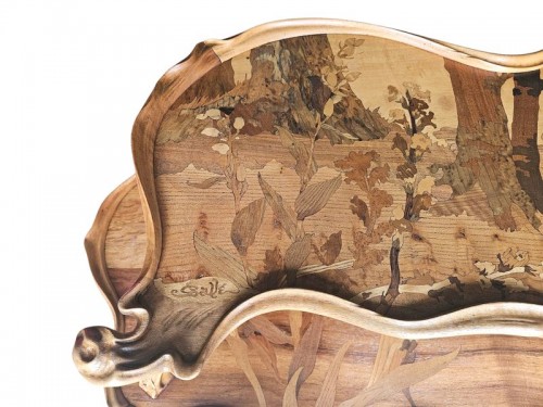 Emile Gallé - Table à thé Art nouveau "Paysage lacustre aux Iris" - Art nouveau