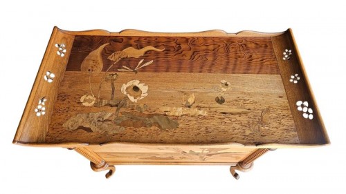 Antiquités - Emile Gallé - Commode Art nouveau "Marais Fleuri et Libellule"
