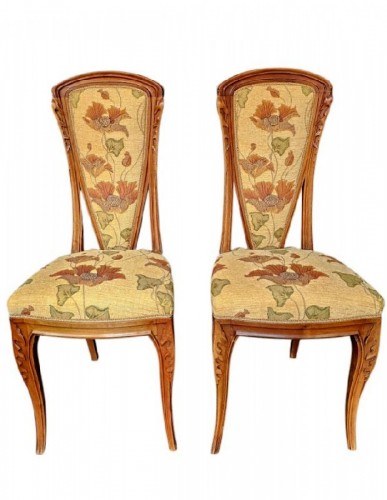 Louis Majorelle - Paire de chaises Art nouveau "Chicorée"