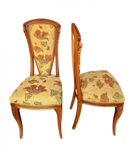 Sièges Chaise - Louis Majorelle - Paire de chaises Art nouveau "Chicorée"