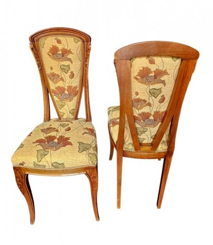 Louis Majorelle - Paire de chaises Art nouveau "Chicorée" - Antiquités Art Nouveau