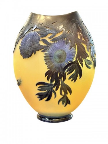 Emile Gallé - Vase Art nouveau "Ficoïdes Marins" - Verrerie, Cristallerie Style Art Déco