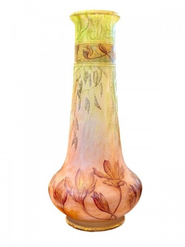 Verrerie, Cristallerie  - Daum Nancy Vase Art Nouveau "Crocus et Abeilles"
