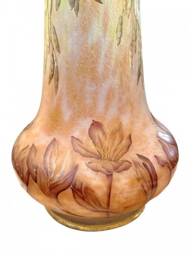 Daum Nancy Vase Art Nouveau "Crocus et Abeilles" - Antiquités Art Nouveau
