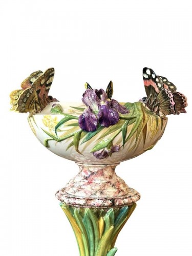 Delphin Massier Grand Complet Art Nouveau "Paon et Papillons" - Antiquités Art Nouveau