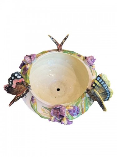 XIXe siècle - Delphin Massier Grand Complet Art Nouveau "Paon et Papillons"