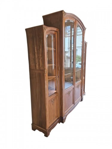 Mobilier Bibliothéque, vitrine - Importante Bibliothèque Art Nouveau "Aux Orchidées"