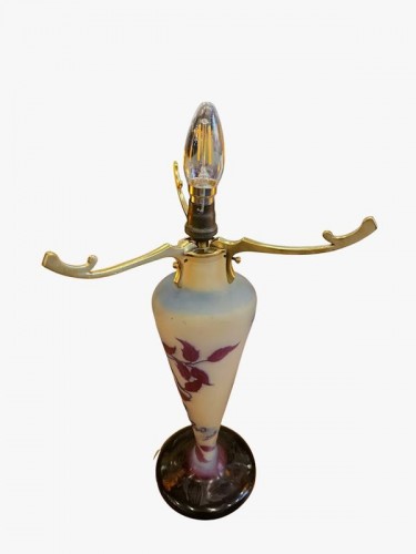 XXe siècle - Emile Gallé-  Lampe champignon Art nouveau "Clématites bleues"