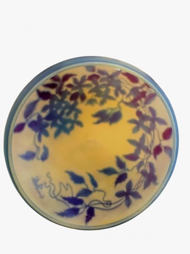 Art Déco - Emile Gallé-  Lampe champignon Art nouveau "Clématites bleues"