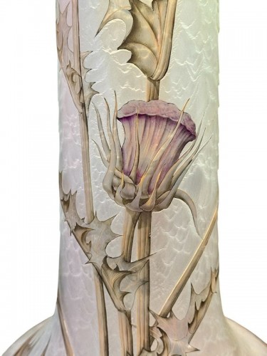 Verrerie, Cristallerie  - Daum Nancy - Monumental vase Art nouveau "Aux chardons"