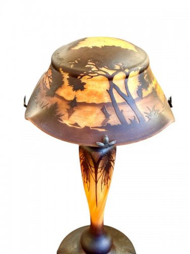 Luminaires Lampe - Daum Nancy - Lampe Champignon Art nouveau "Paysage Marin"