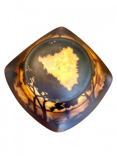 Daum Nancy - Lampe Champignon Art nouveau "Paysage Marin" - Art nouveau