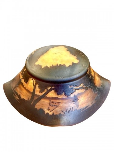Art nouveau - Daum Nancy - Lampe Champignon Art nouveau "Paysage Marin"