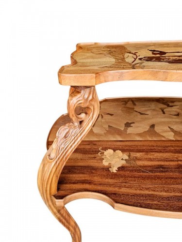 Emile Gallé  - Table à thé Art nouveau "Papillon et vases Gallé" - Antiquités Art Nouveau