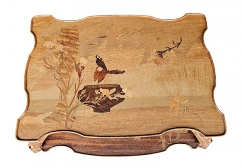 Emile Gallé  - Table à thé Art nouveau "Papillon et vases Gallé" - Art nouveau