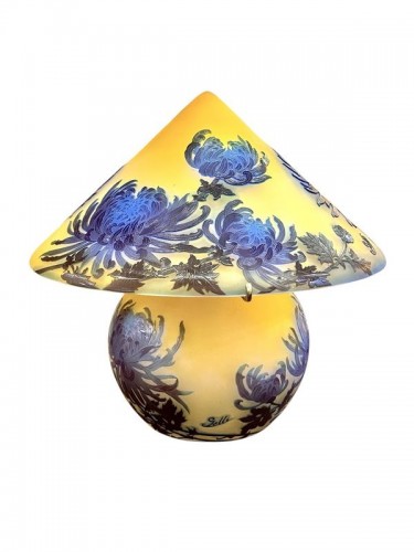 Emile Gallé - Lampe Champignon "Chrysanthèmes Tokyo" - Luminaires Style Art Déco