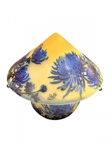 Emile Gallé - Lampe Champignon "Chrysanthèmes Tokyo" - Antiquités Art Nouveau