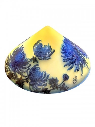 Antiquités - Emile Gallé - Lampe Champignon "Chrysanthèmes Tokyo"