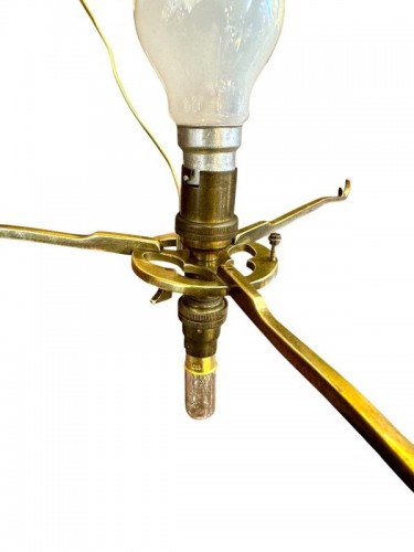 Antiquités - Emile Gallé - Lampe Champignon "Chrysanthèmes Tokyo"