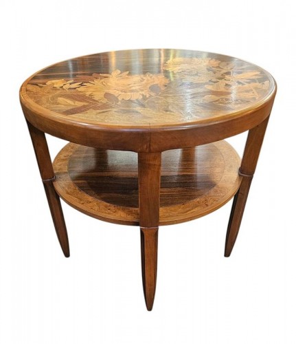 Antiquités - Emile Gallé - Table basse "Pivoines"