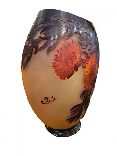 Emile Gallé - Important Vase "Ficoïdes Rouges" - Antiquités Art Nouveau