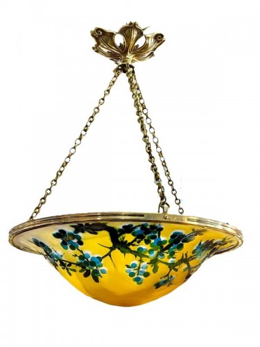 Emile Gallé – Lighting bowl "Prunus" Art Nouveau
