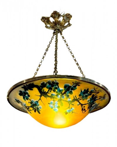 Antiquités - Emile Gallé – Lighting bowl "Prunus" Art Nouveau