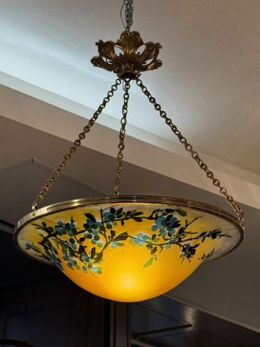 Antiquités - Emile Gallé – Lighting bowl "Prunus" Art Nouveau