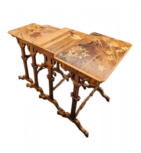 Emile Gallé – Set of nesting tables "The Four Seasons" Art Nouveau