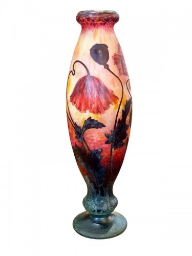 Daum Nancy - Important vase Art nouveau "Pavots" - Verrerie, Cristallerie Style Art nouveau