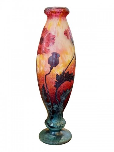 Daum Nancy - Important vase Art nouveau "Pavots" - Antiquités Art Nouveau