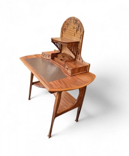 Antiquités - Louis Majorelle - Bureau Art nouveau "Glycine"