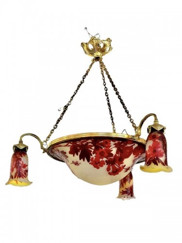 Emile Gallé - Lustre Art nouveau "Aux Grenades"