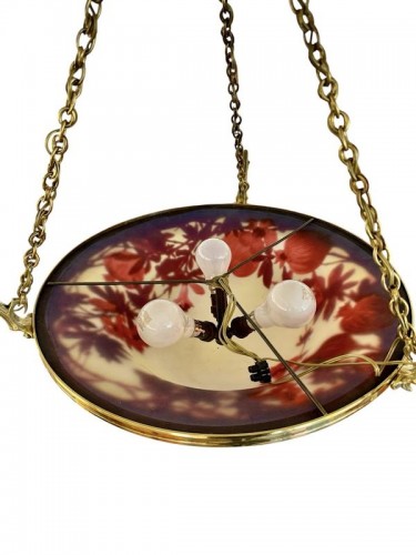 Luminaires Lustre - Emile Gallé - Lustre Art nouveau "Aux Grenades"