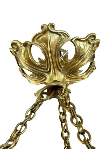 Emile Gallé - Lustre Art nouveau "Aux Grenades" - Antiquités Art Nouveau