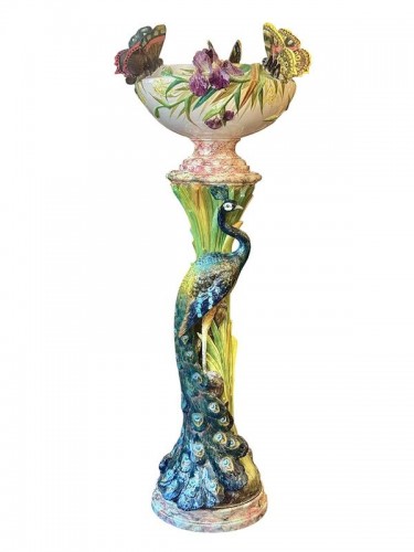 Delphin Massier - Grand complet Art nouveau "Paon et Papillons"