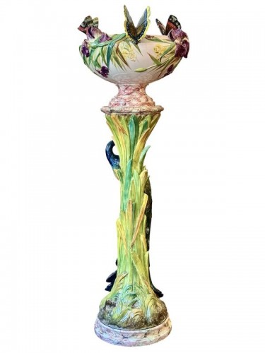 Delphin Massier - Grand complet Art nouveau "Paon et Papillons" - Céramiques, Porcelaines Style Art nouveau