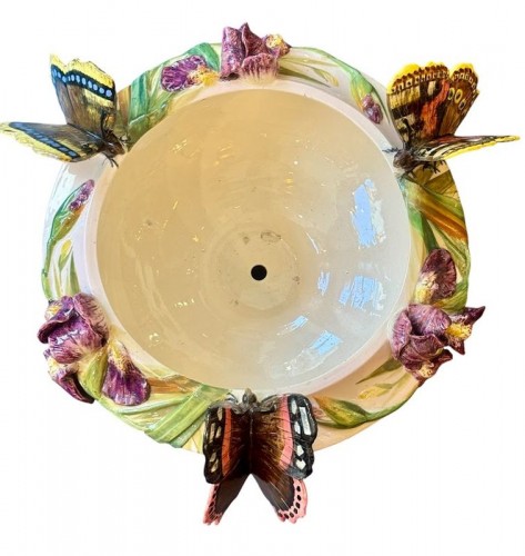 Art nouveau - Delphin Massier - Grand complet Art nouveau "Paon et Papillons"