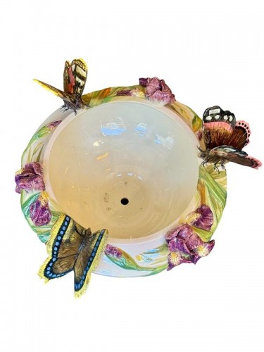 Antiquités - Delphin Massier - Grand complet Art nouveau "Paon et Papillons"