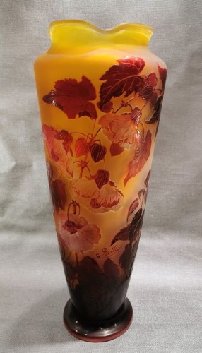 Emile Gallé  - Vase Abutilons - Verrerie, Cristallerie Style Art nouveau