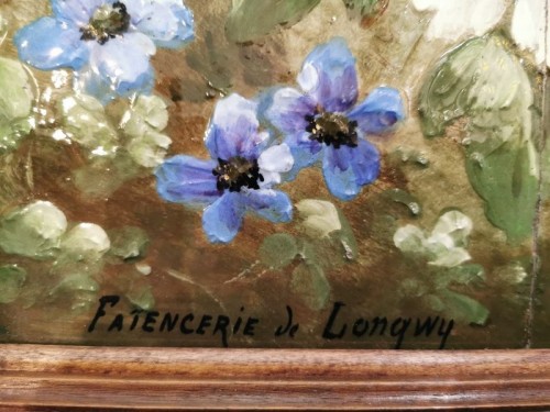 Antiquités - Longwy tableaux en barbotine impressionniste par Barnoin d'époque Art Nouveau