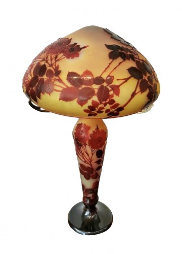 Emile Gallé - Lampe champignon aux roses