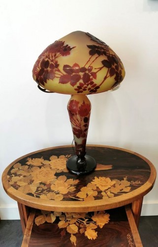 Emile Gallé - Lampe champignon aux roses - Luminaires Style Art nouveau