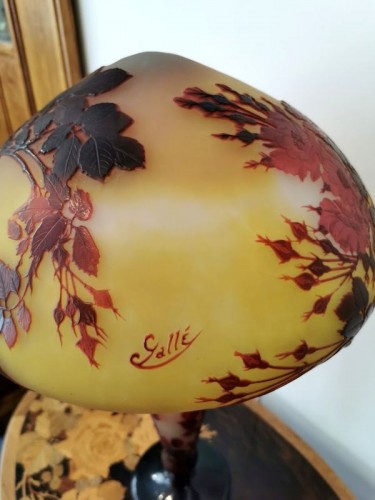 Emile Gallé - Lampe champignon aux roses - Art nouveau