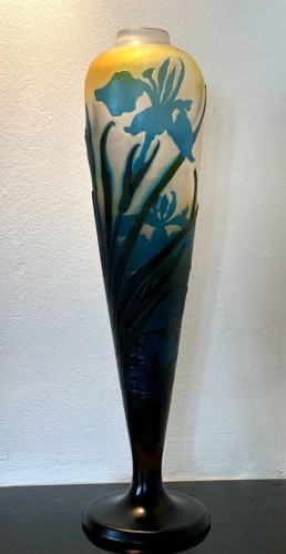 Antiquités - Emile Gallé - Vase Iris et nymphéas