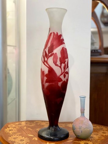 Emile Gallé - Vase aux magnolias - Antiquités Art Nouveau