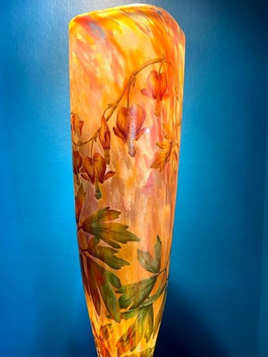 Daum - Important vase Cœurs de marie - Verrerie, Cristallerie Style Art nouveau