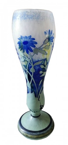 Daum Nancy Vase Art Nouveau Cinéraires Bleus