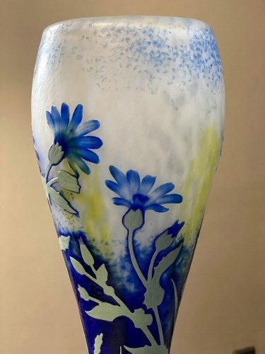 Verrerie, Cristallerie  - Daum Nancy Vase Art Nouveau Cinéraires Bleus