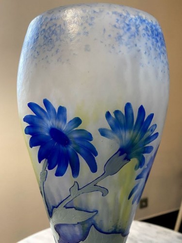Daum Nancy Vase Art Nouveau Cinéraires Bleus - Art nouveau